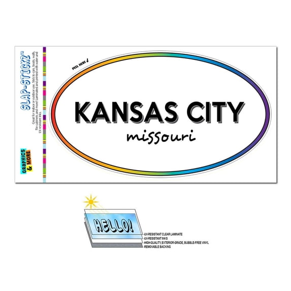 Kansas City, MO - Missouri - Rainbow - City State - Oval Laminated Sticker