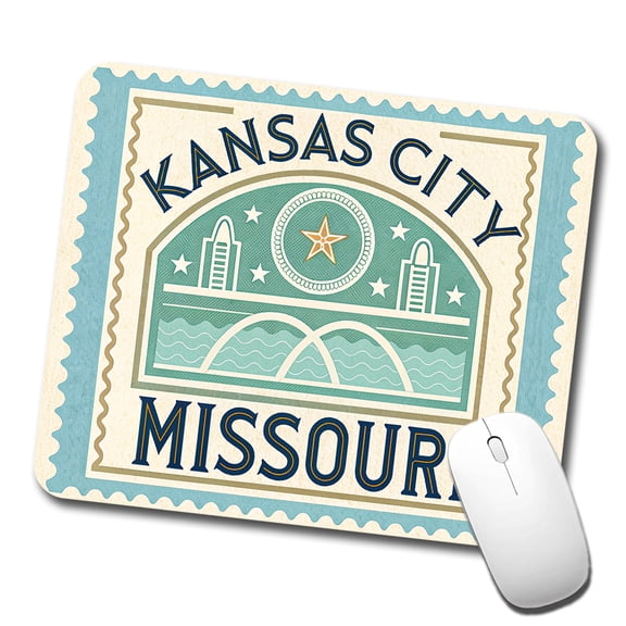 Kansas City MO Missouri Travel Vacation Stamp Mouse Pad Low Profile Gaming Mat