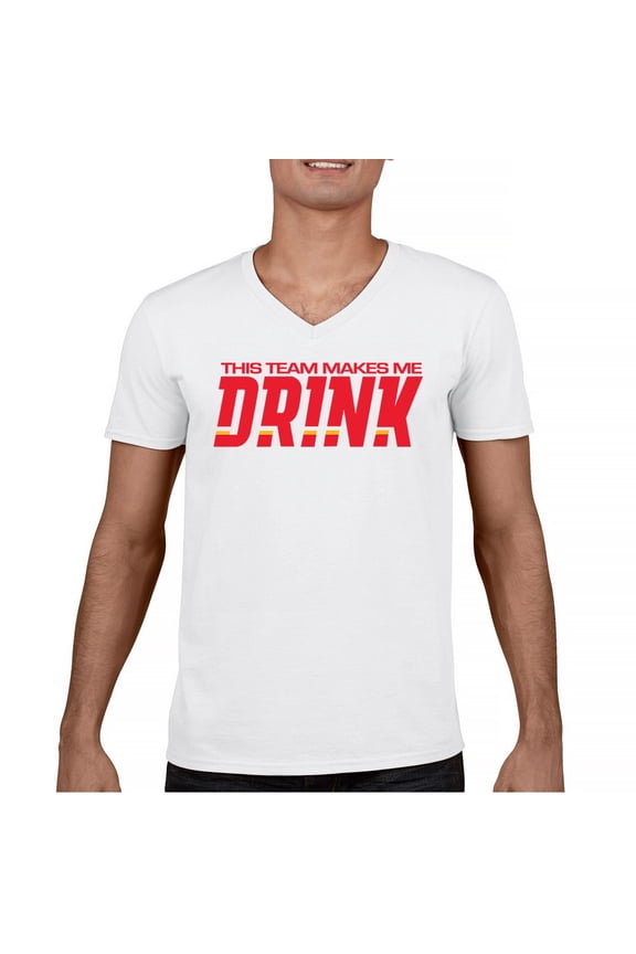 Kansas City Makes Me Drink Men's V-Neck T-shirt Tailgate Fantasy Football Fan MO