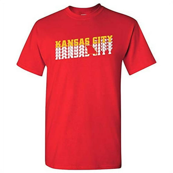 Kansas City Retro Repeat - Sports Team City Pride Tailgating T Shirt - 2X-Large - Red