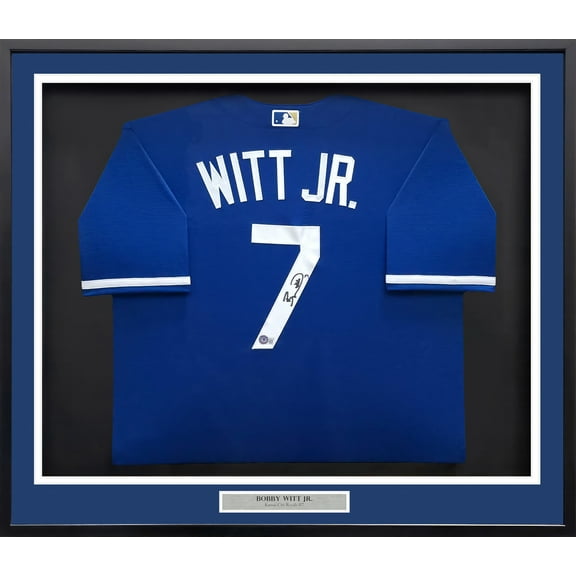 Kansas City Royals Bobby Witt Jr. Autographed Framed Blue Nike Jersey Beckett BAS Witness 239067