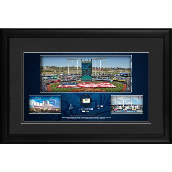 Kansas City Royals Framed 10" x 18" Stadium Panoramic Collage with a Piece of Game-Used Baseball - Limited Edition of 500 - Fanatics Authentic Certified