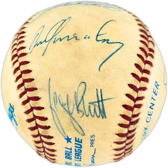 Kansas City Royals Team Autographed Official AL Baseball With 6 Signatures Including George Brett SKU #266834