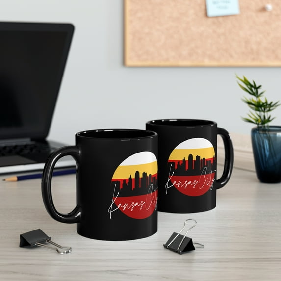 Kansas City Skyline Coffee Mug - 11oz Black Ceramic Mug