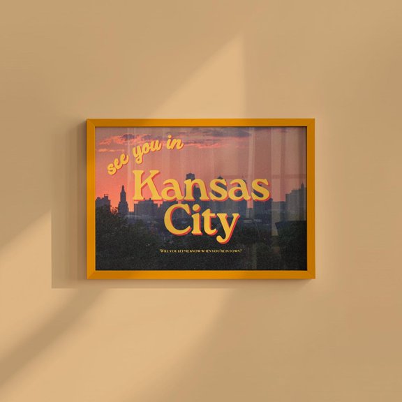 Kansas City Skyline: Retro Travel Art Print