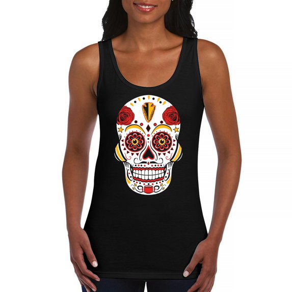 Kansas City Sugar Skull Women's Tank Top KC Die-Hard Football Fan Tailgating