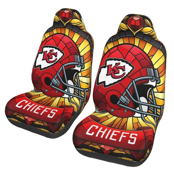 Kansas_City Team Car Seat Cover (2 Pack) Seat Anti-Dust and Anti-Stain Cover Car Interior Decoration Fits Most Seats Easy to Install American Football Fans Gift