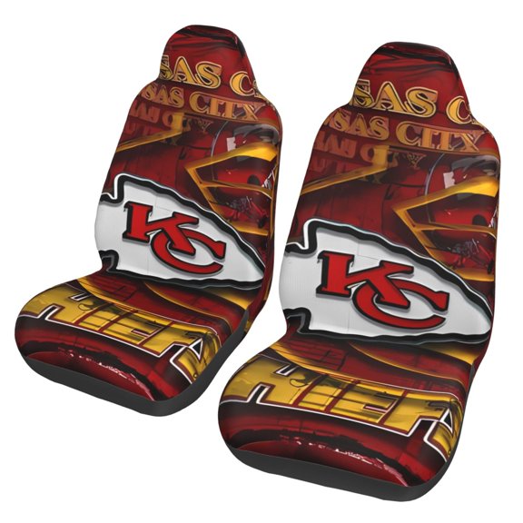 Kansas_City Team Car Seat Cover (2 Pack) Seat Anti-Dust and Anti-Stain Cover Car Interior Decoration Fits Most Seats Easy to Install American Football Fans Gift
