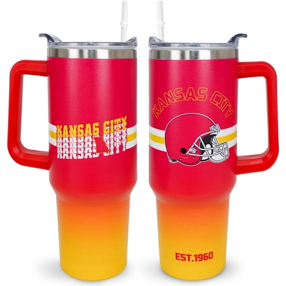 Kansas City Tumbler Cup - Kansas City Gifts for Men - 40 OZ Insulated Stainless Steel Coffee Travel Mug with Lid and Straw