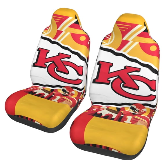 Kansas_City Two-Pack Football Team Themed Car Seat Covers, Fan Gift, Easy to Install, Suitable for Cars, Sedans, Vans, SUVs, and Trucks