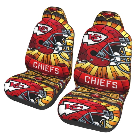 Kansas_City Two-Pack Football Team Themed Car Seat Covers, Fan Gift, Easy to Install, Suitable for Cars, Sedans, Vans, SUVs, and Trucks