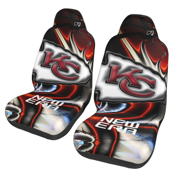 Kansas_City Two-Pack Football Team Themed Car Seat Covers, Fan Gift, Easy to Install, Suitable for Cars, Sedans, Vans, SUVs, and Trucks