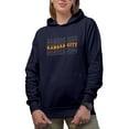thumbnail image 1 of Kansas City, US Themed, Groovy Retro Wavy Text Merch Gift, Navy Blue Hooded Sweatshirt or Hoodie, 3XL, 1 of 5