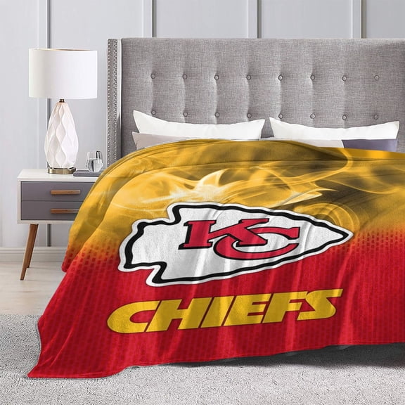 Kansas_City Ultra-Soft Micro Fleece Throw Blanket Anti Allergic Warm Plush Carpet For Football Team Fans Gift Home Sofa Couch Office Dormitory Bed Car Camp Living Room Decoration All Season