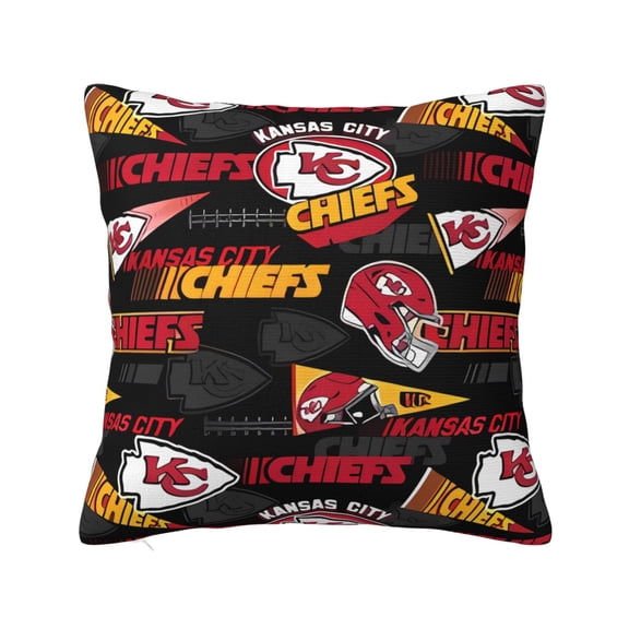 Kansas_City Ultra-Soft Zippered Plush Pillowcase, Football Team Pattern Cushion Cover, Fan Gift, Luxury Home Decor, Pillow Inserts Not Included 12"x12" 16"x16" 18"x18" 20"x20" 22"x22"