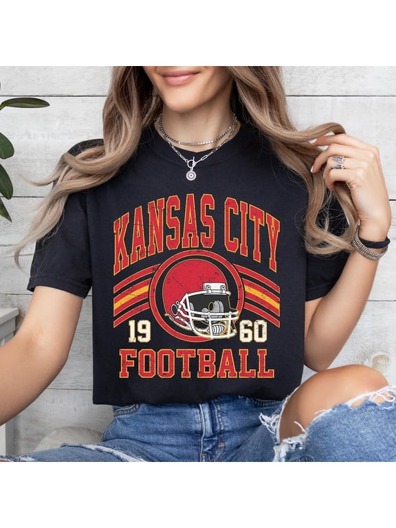 Kansas City Vintage Football Shirt, Retro Kansas City Tee,Black Color,Size L