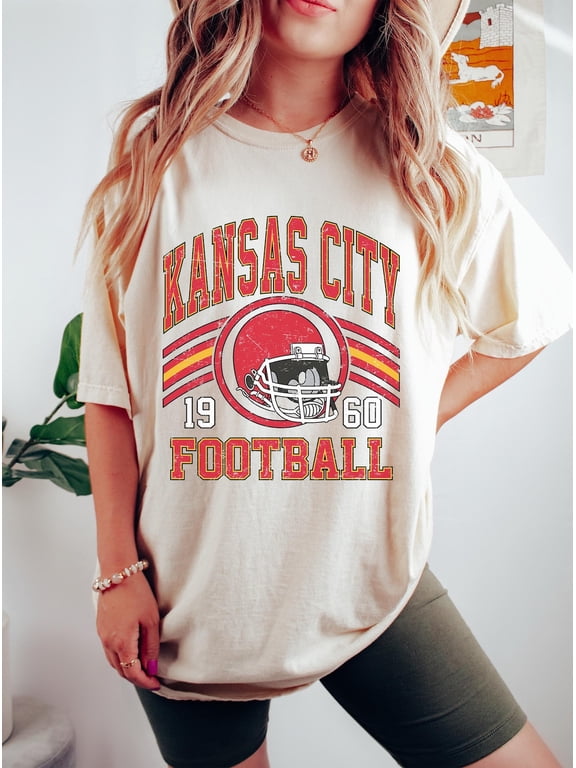 Kansas City Vintage Football Shirt, Retro Kansas City Tee,Sand Color,Size L