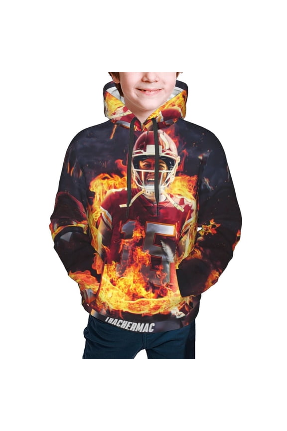 Kansas_City Youth Hoodies, Football Team Themed Fashion Sweatshirts, Fan Gifts for Bo_ys and Gi_rls, 3D Printed Comfortable Hoodies with Large Pockets, Suitable for Ki_ds Ages 7-20