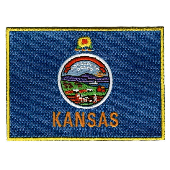 Kansas Embroidered Iron-On Flag Patch