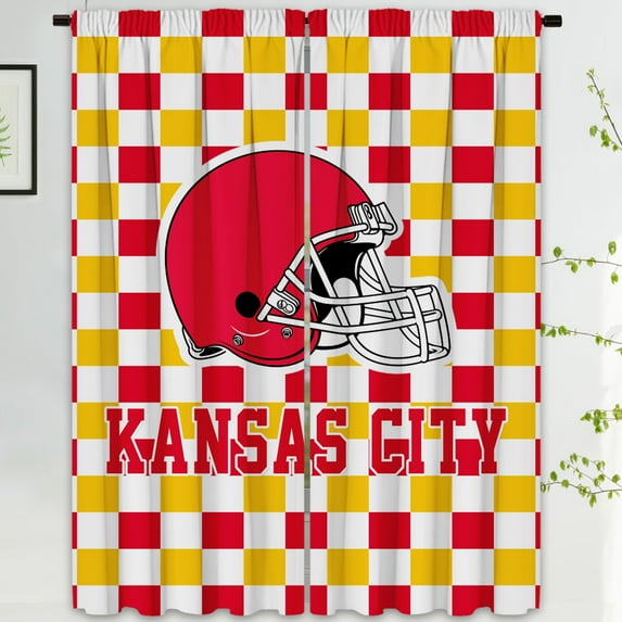 Kansas Football Team Blackout Curtain Panels, 72x84 Inch Room Darkening Curtains, 2 Panels for Bedroom Living Room Window Treatment