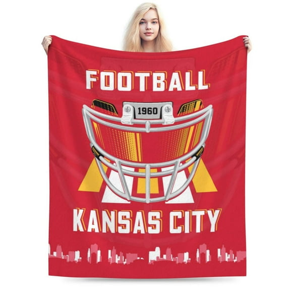 Kansas Football Team Flannel Throw Blanket, Soft Lightweight Plush Blanket For Men, Women, Sports Fan Gifts For Bed, Sofa, Travel 40"X30"