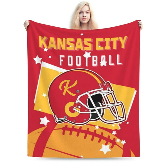 Kansas Football Throw Blanket, Soft Lightweight Plush Warm Blankets For Men And Women, Sports Fan Gifts Bed Tapestry For Sofa, Travel 50"X40"