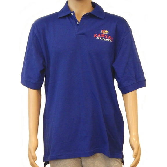 Kansas Jay Hawk Adult Men Polo Golf Shirt Short Sleeve T-Shirt 100% Cotton (Size Large)