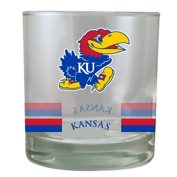 Kansas Jayhawks 10oz. Banded Rocks Glass