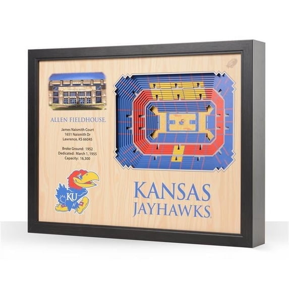 YouTheFan NCAA Kansas Jayhawks BB 25-Layer Stadiumview Wall Art