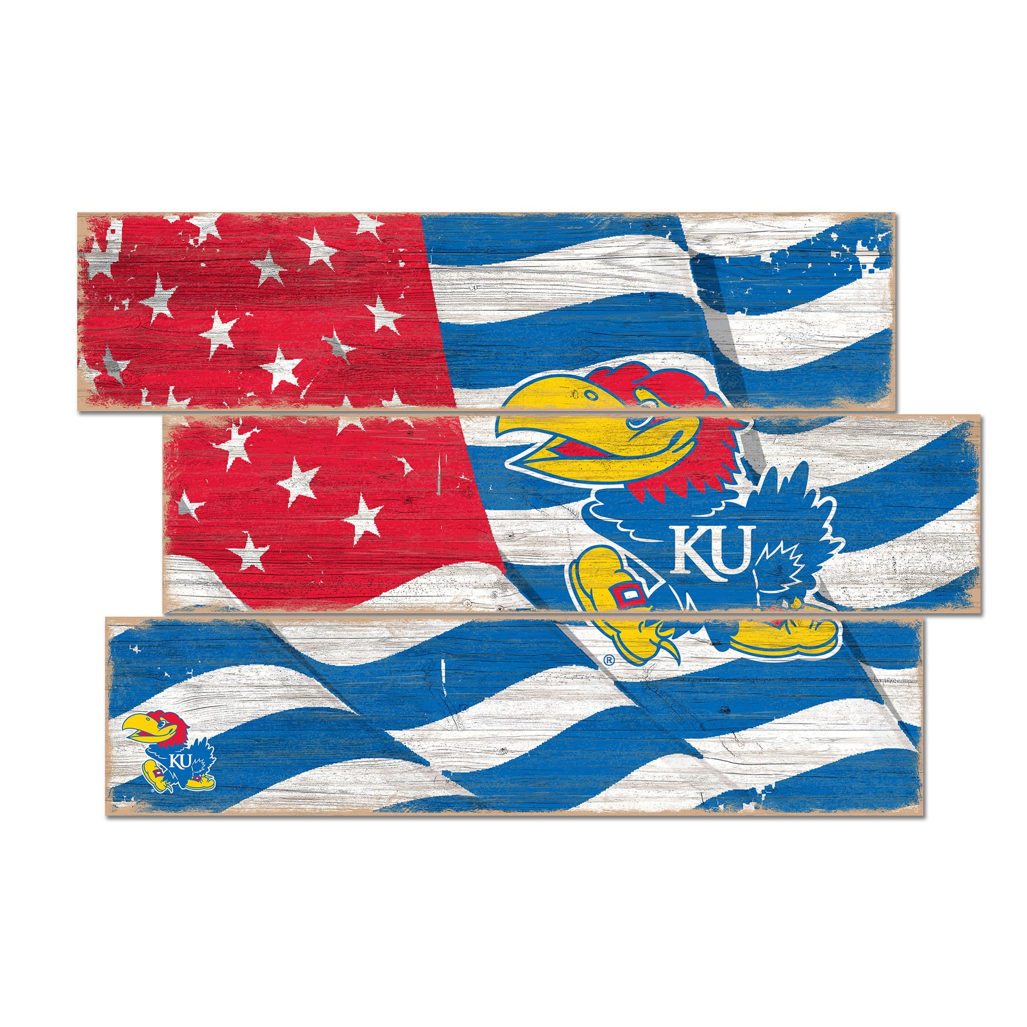 Kansas Jayhawks 3-Plank Team Flag