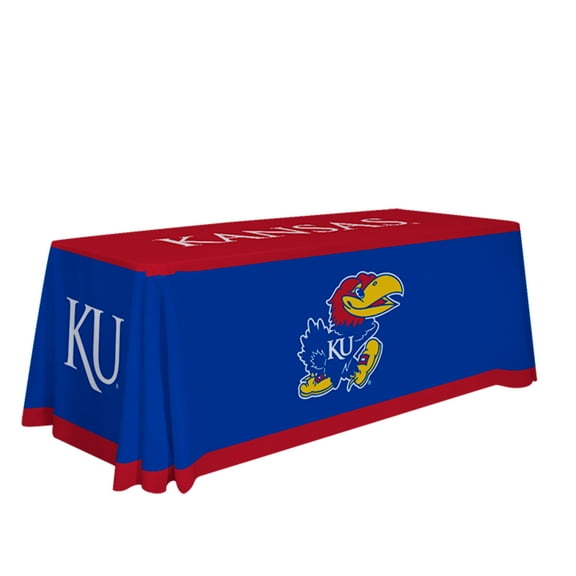 Kansas Jayhawks 6' College Sports Printed Table Throw - NCAA Licensed - Polyester Draped - School Tablecloth (Blue, Red)