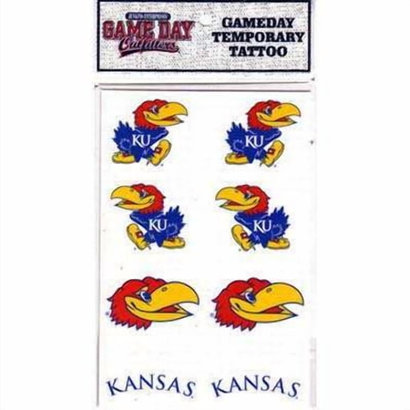 Kansas Jayhawks 8 Piece Temporary Face Tattoo Decals