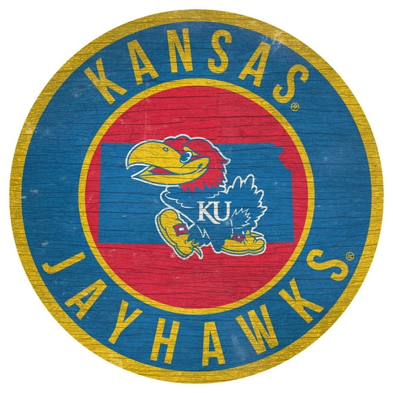 Kansas Jayhawks 12'' x 12'' State Circle Sign
