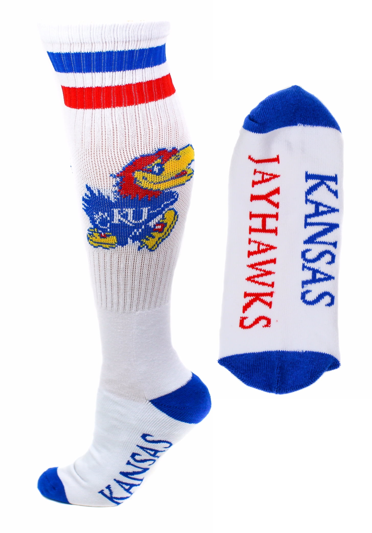 Kansas Jayhawks White Tube Sock - Donegal Bay - Unisex - One Size - Knee-High