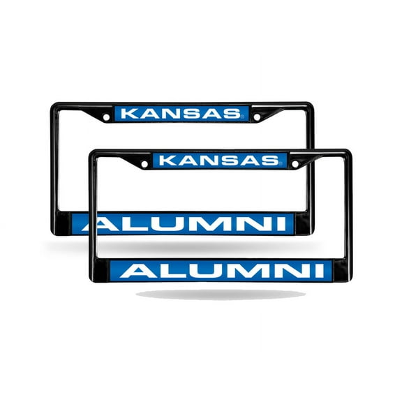 Kansas KU Alumni  University Black Metal (Set of 2) Laser Cut License Plate Frames