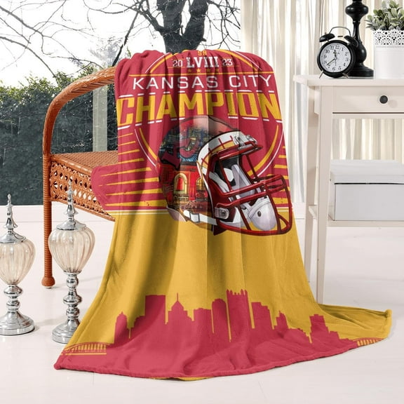 Kansas Red City Blanket Gifts 50x60 inches Soft Lightweight Flannel Champions Throw Blanket for Men Women Classic Football Team Color Blankets for Sofa Bed Bedroom Living Room