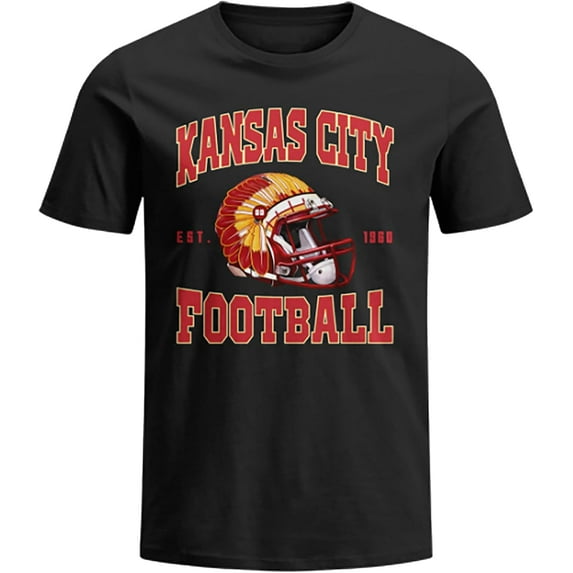 Kansas Red City T-Shirt for Men Short Sleeve Vintage Printed Apparel Tshirt Football Sports for Adult
