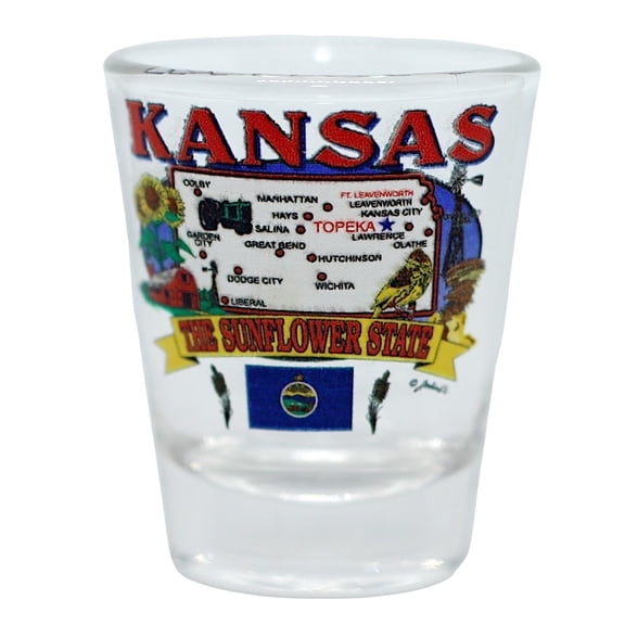 Kansas ST Elemnts Map Shot Glass