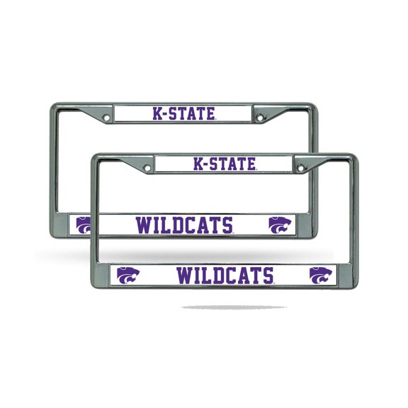 Kansas Sate Wildcats NCAA Chrome Metal (2) License Plate Frame Set