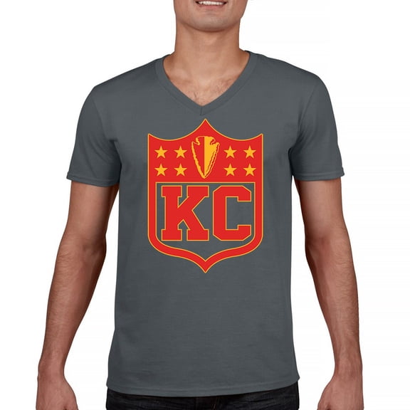 Kansas Shield Men's V-Neck T-shirt Champions Game Day Fantasy Football K.C. Fan