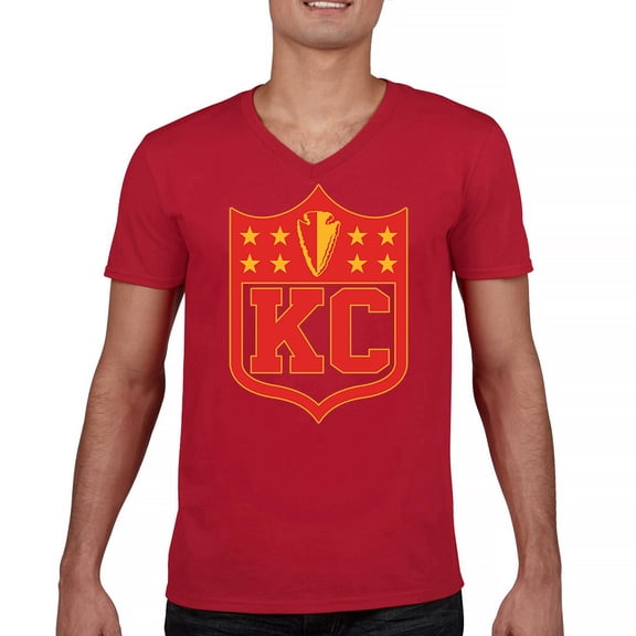 Kansas Shield Men's V-Neck T-shirt Champions Game Day Fantasy Football K.C. Fan