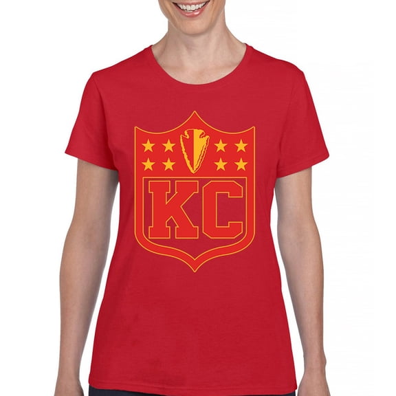 Kansas Shield T-Shirt Champions Game Day Fantasy Football K.C. Fan Women's Tee