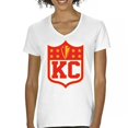 thumbnail image 1 of Kansas Shield Women's V-Neck T-shirt Champions Game Day Fantasy Football K.C. Fan, 1 of 7