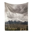 thumbnail image 1 of Kansas Soft Flannel Fleece Throw Blanket, Clouds and Snow Capped Mountains in Colorado Dramatic Sky Overcast Gloomy Weather, Cozy Plush for Indoor and Outdoor Use, 70" x 90", Multicolor, by Ambesonne, 1 of 5