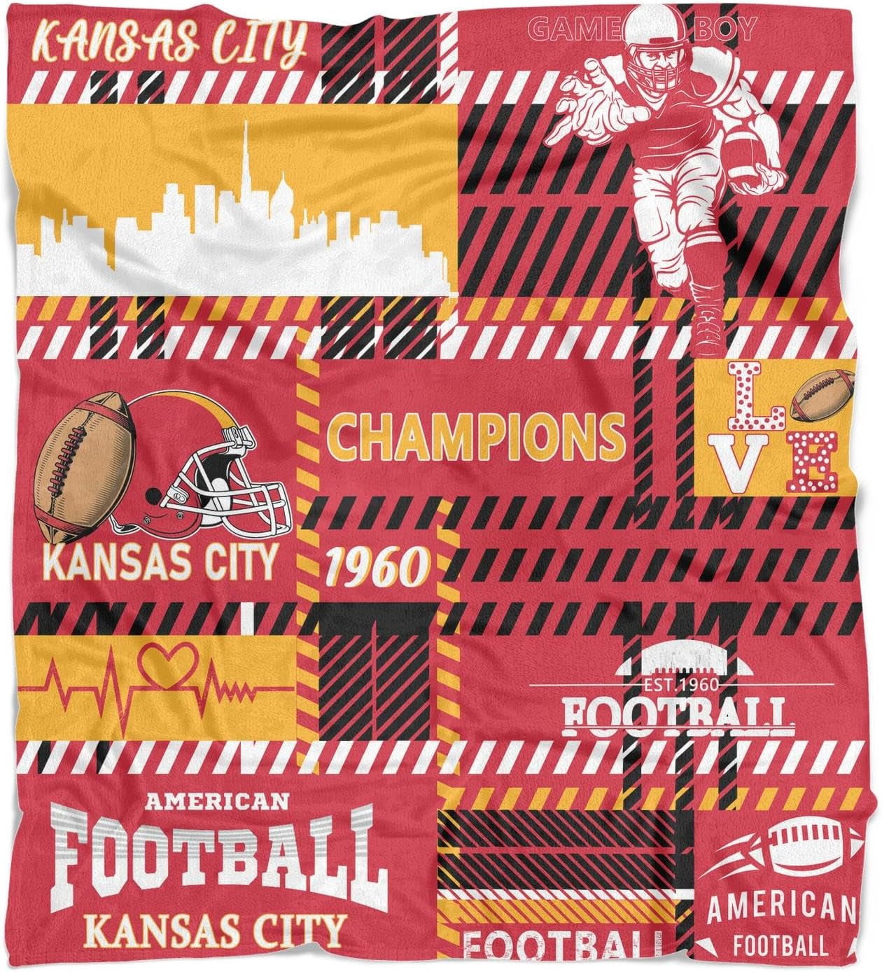 Custom Football City Blanket - Personalized Name & Number Fleece Throw For Fans