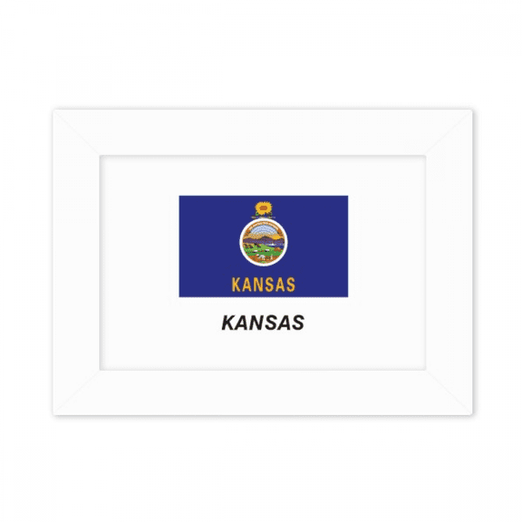 Kansas State Flag Profile Photo Mount Frame Picture Art Painting Desktop 5x7 inch