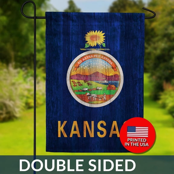Kansas State Flag Rustic Wood Double Sided Decor 1