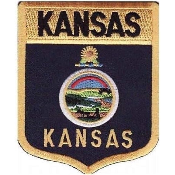 Kansas State Flag Shield Patch,Unisex , United States of America Patches