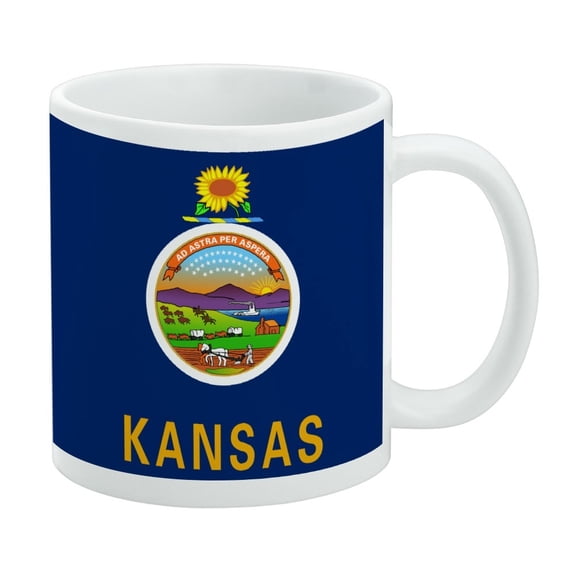 Kansas State Flag White Mug