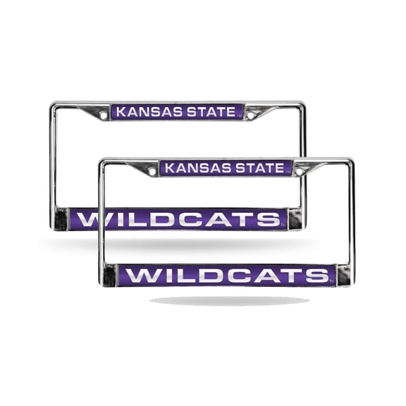 Kansas State K-State Wildcats Chrome Metal (Set of 2) Laser Cut License Plate Frames